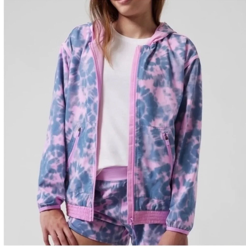 ⚽️ Athleta Girl Happy Go Lucky Zip Hooded Jacket – Size XXL (Fits XS-S Women)